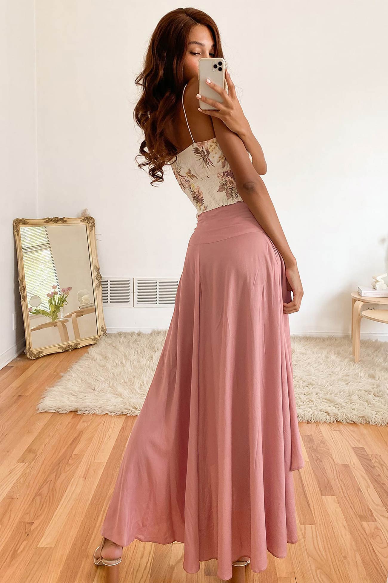 Rosette - flounced irregular midi skirt