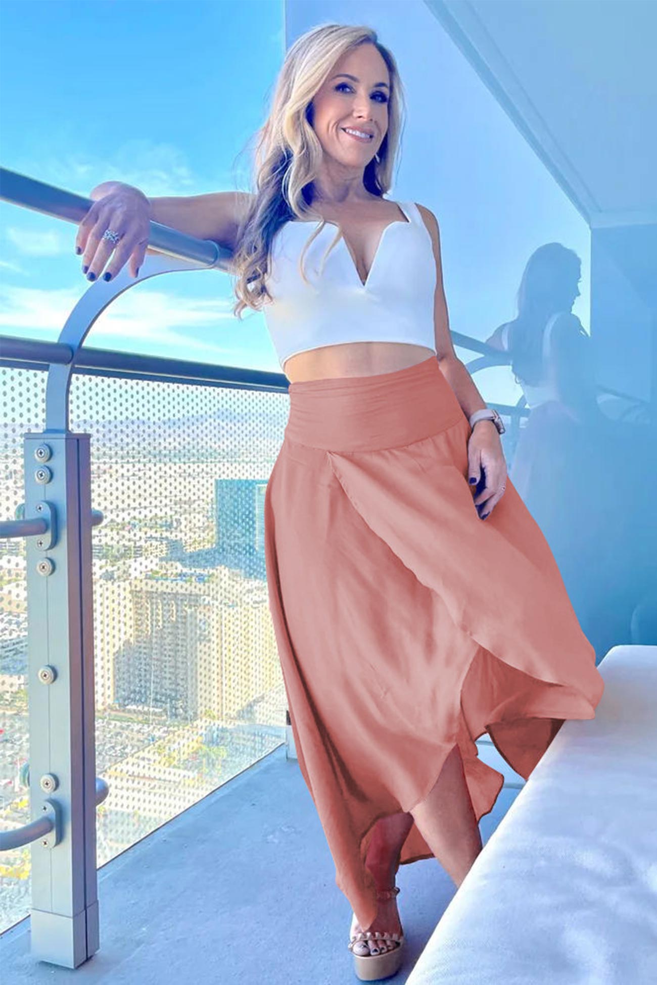 Rosette - flounced irregular midi skirt