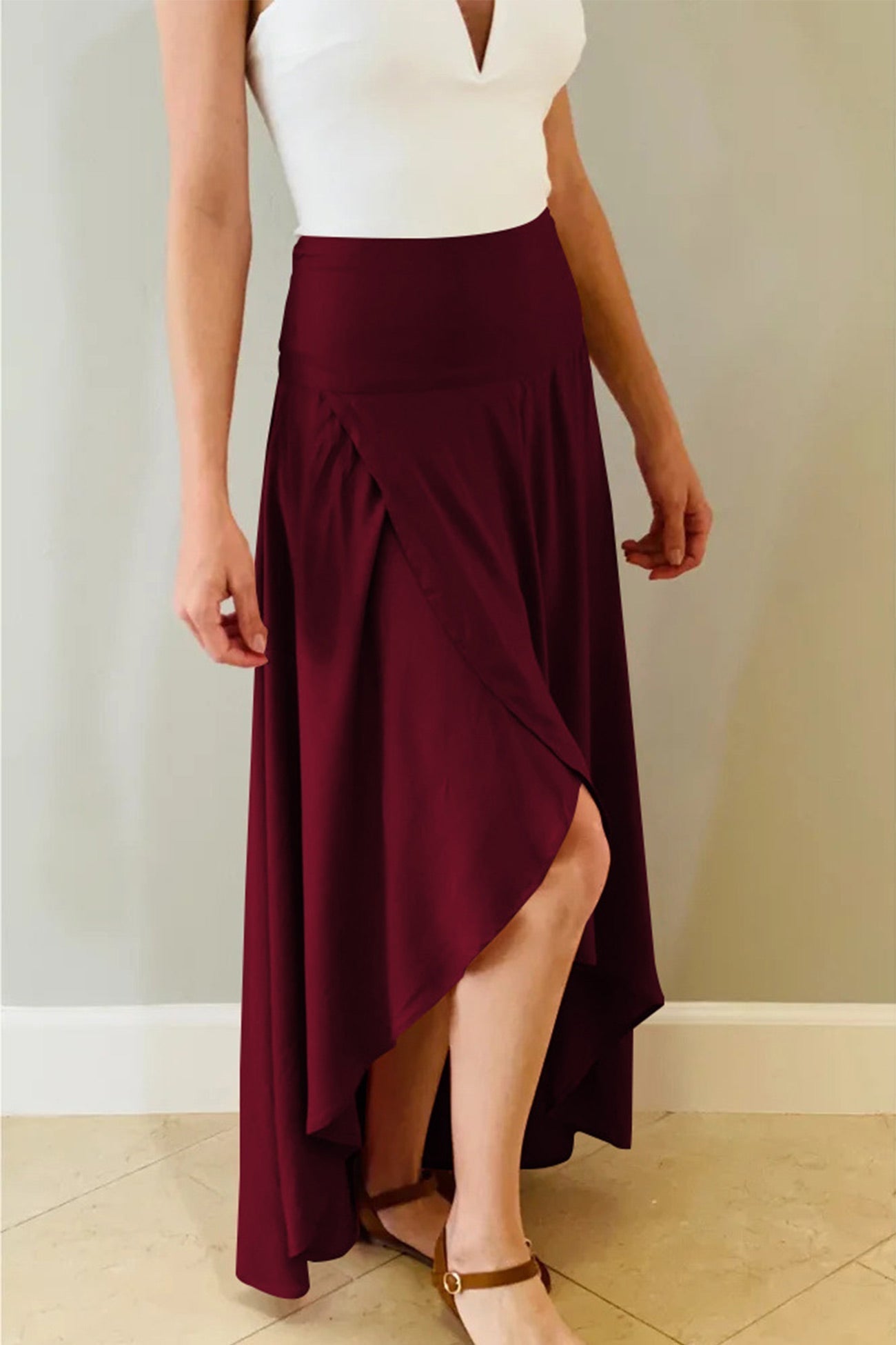 Rosette - flounced irregular midi skirt