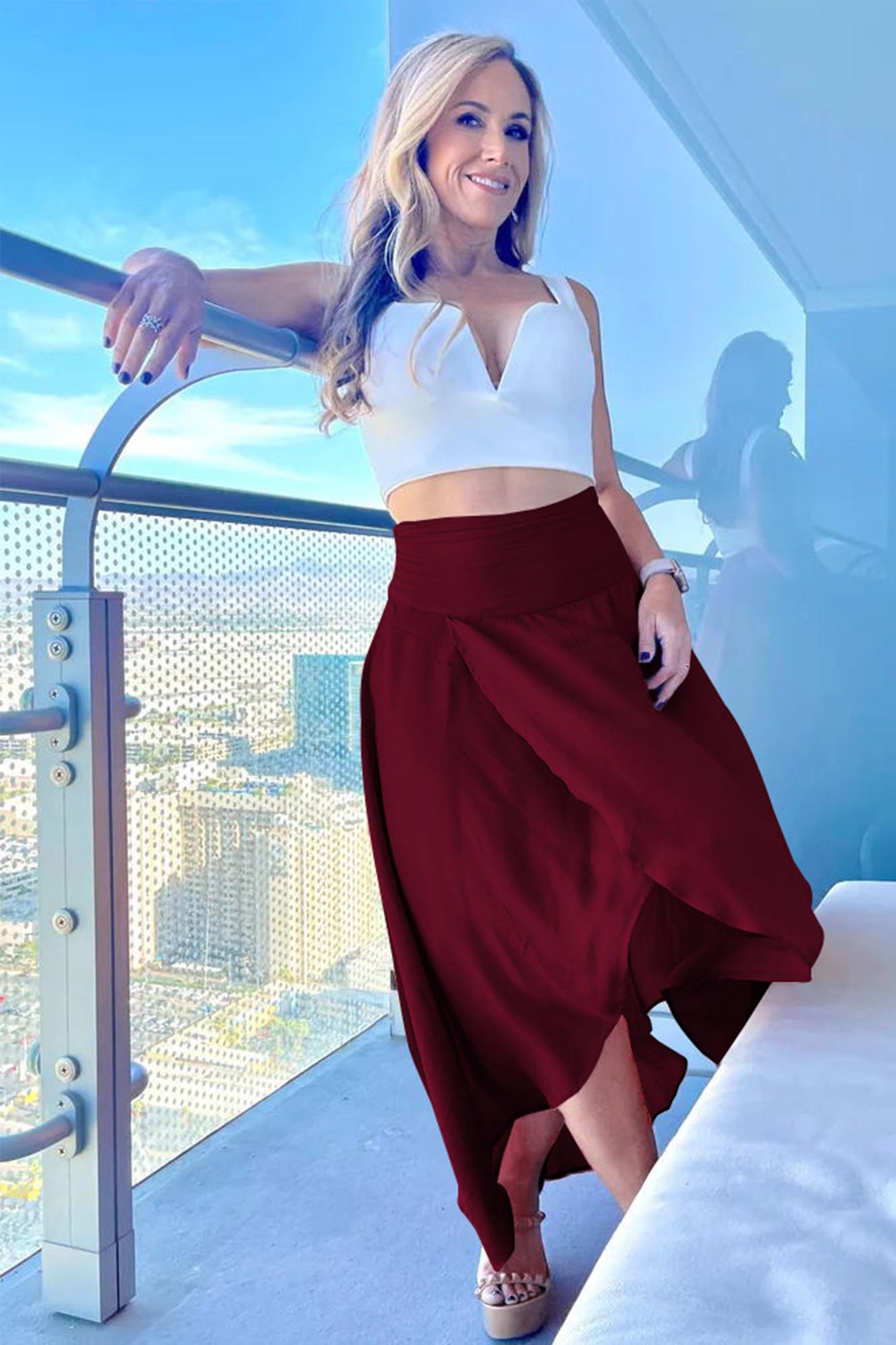 Rosette - flounced irregular midi skirt