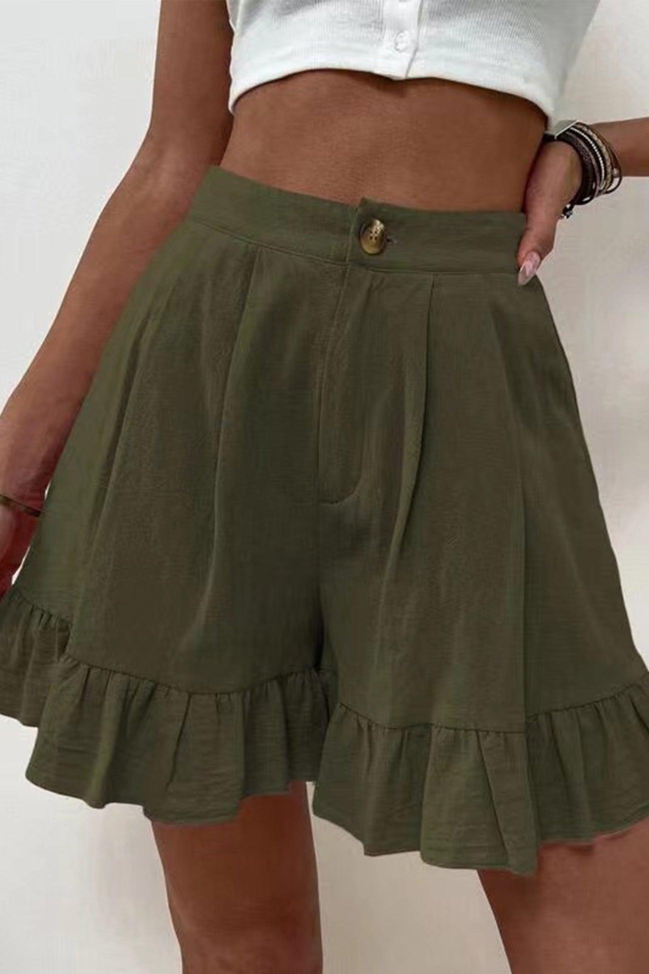Zee - high waist ruffled shorts