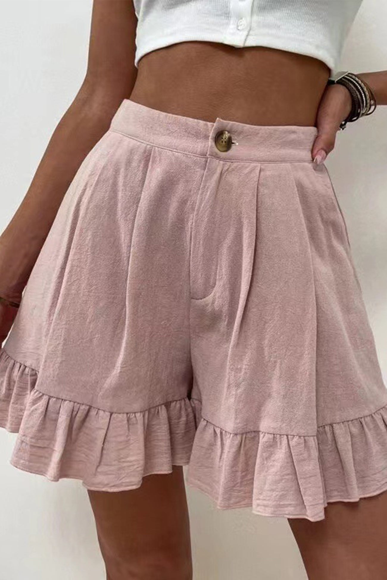 Zee - high waist ruffled shorts