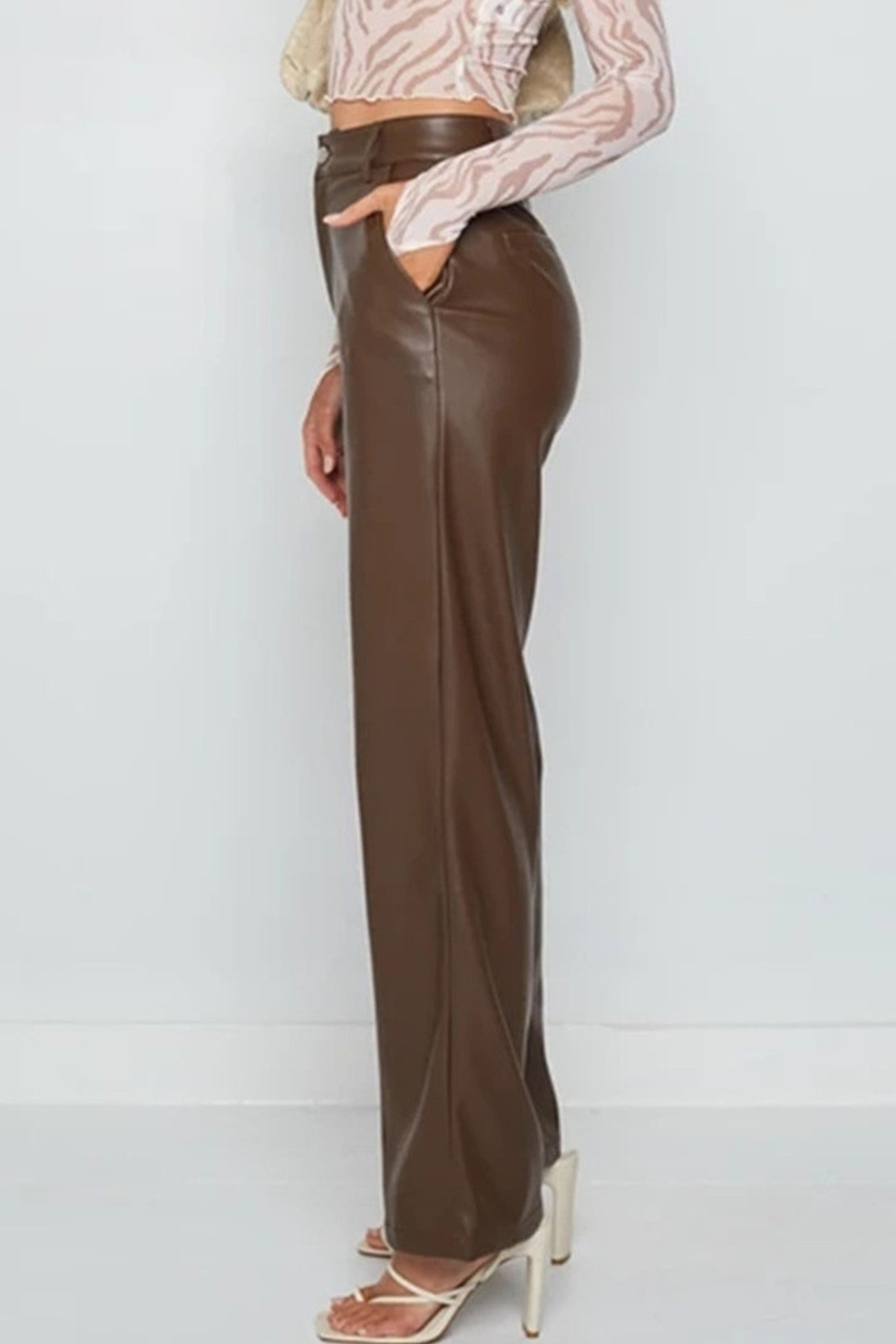 Lisa - high waist wide leg leather pants