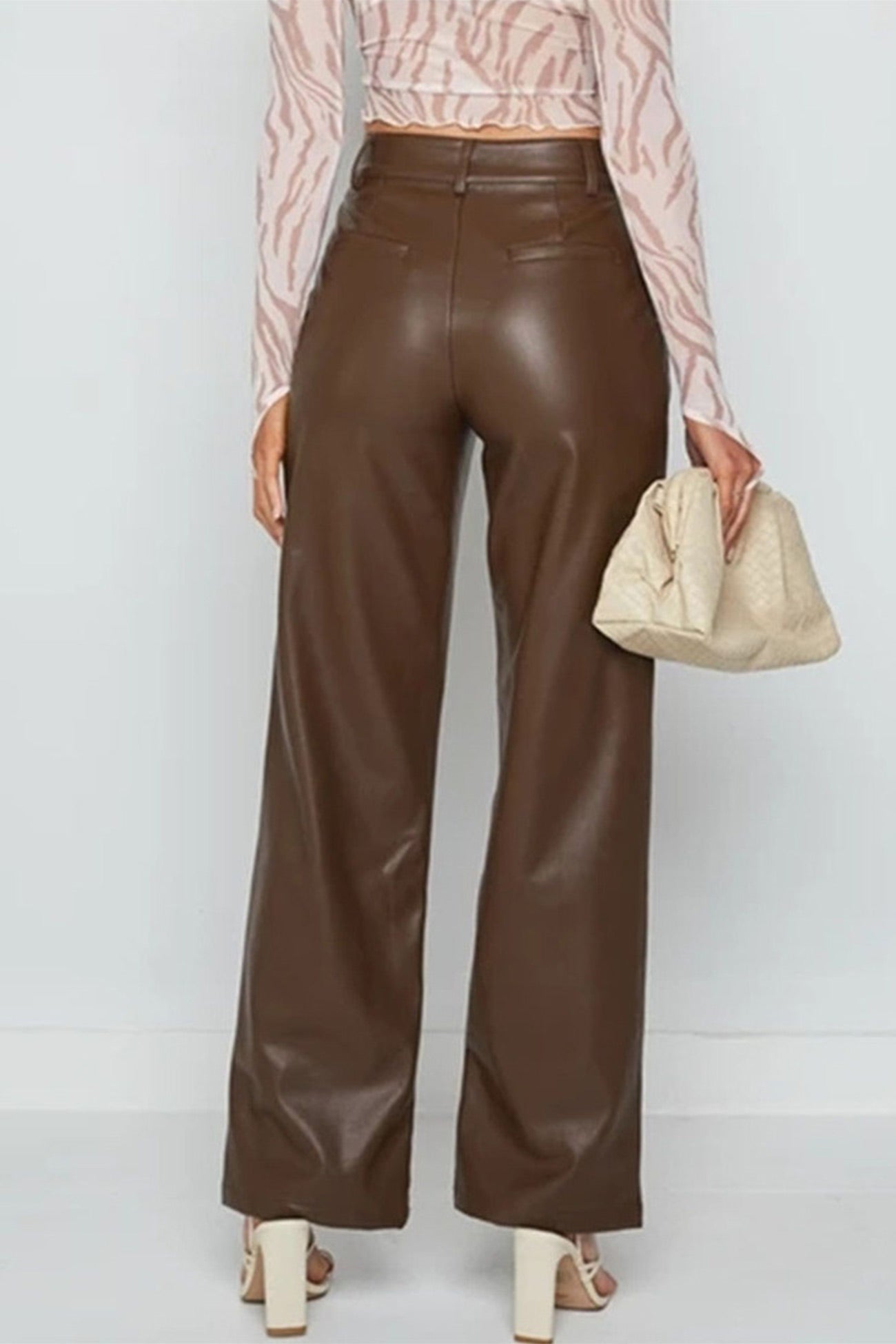 Lisa - high waist wide leg leather pants