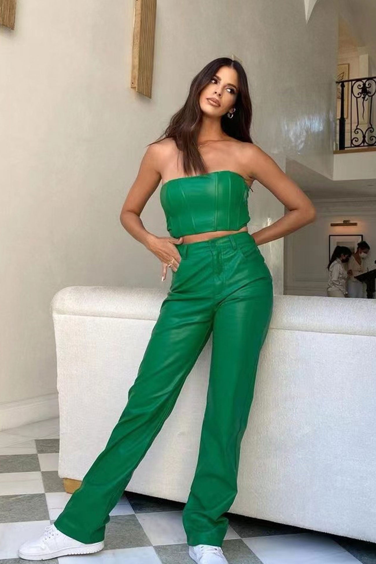 Lisa - high waist wide leg leather pants