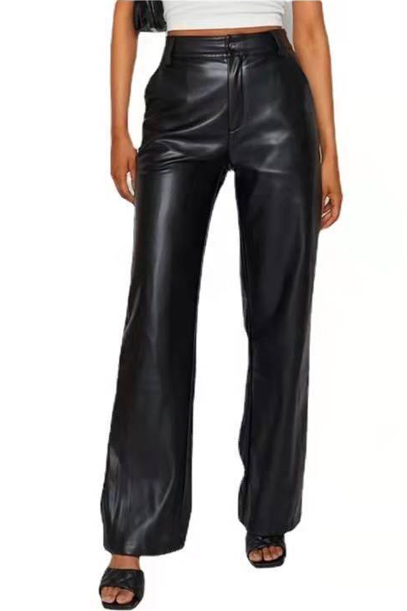 Lisa - high waist wide leg leather pants