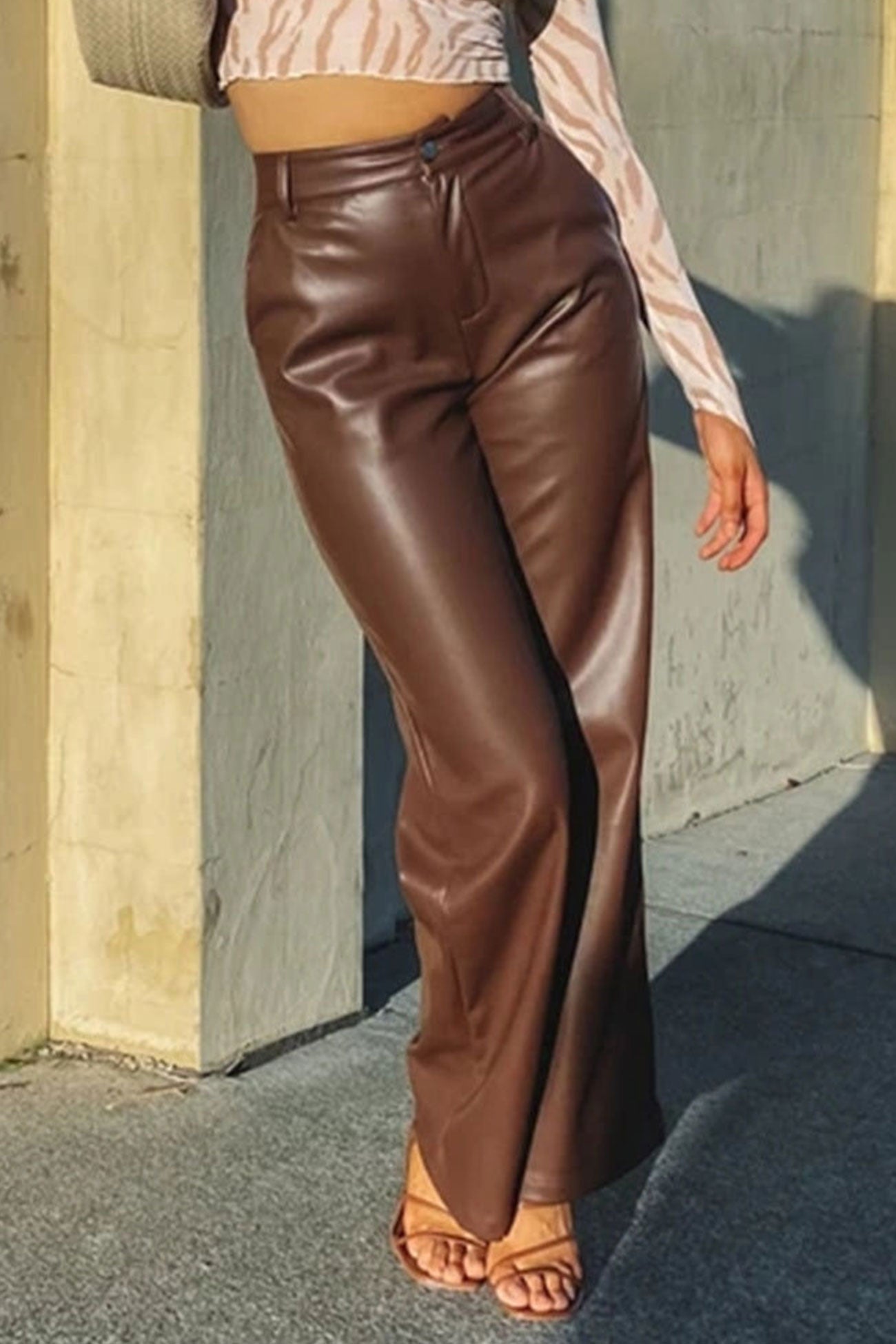 Lisa - high waist wide leg leather pants