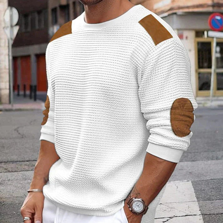 Knitted patchwork jumper for men