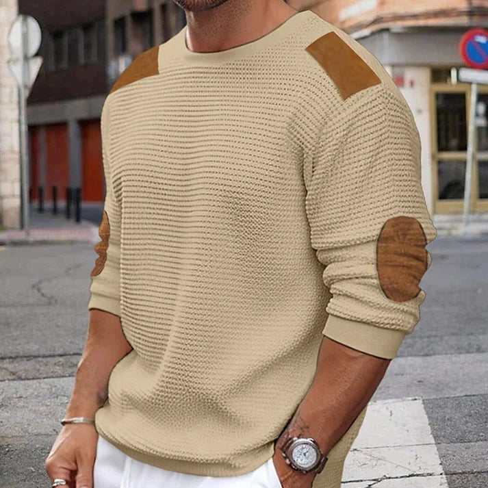Knitted patchwork jumper for men