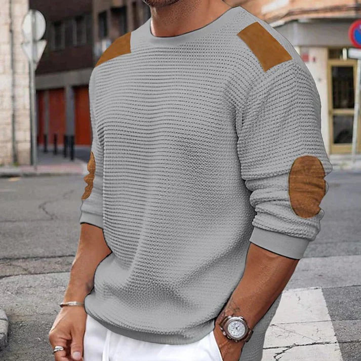 Knitted patchwork jumper for men