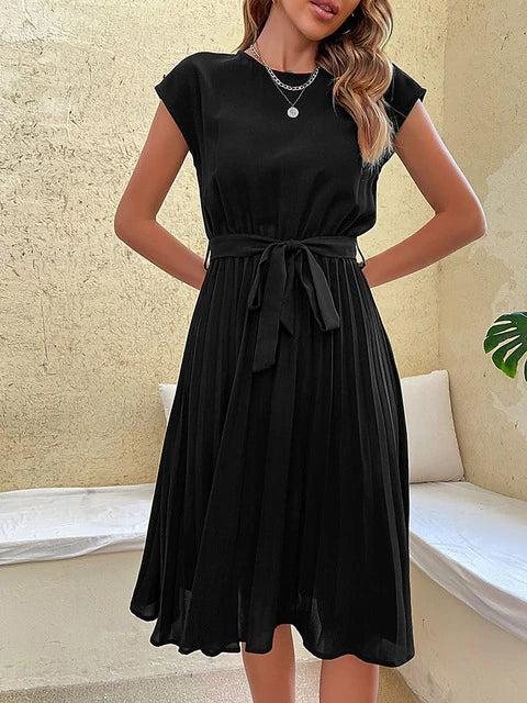 Claire - Short-Sleeved Pleated Casual Mini Dress