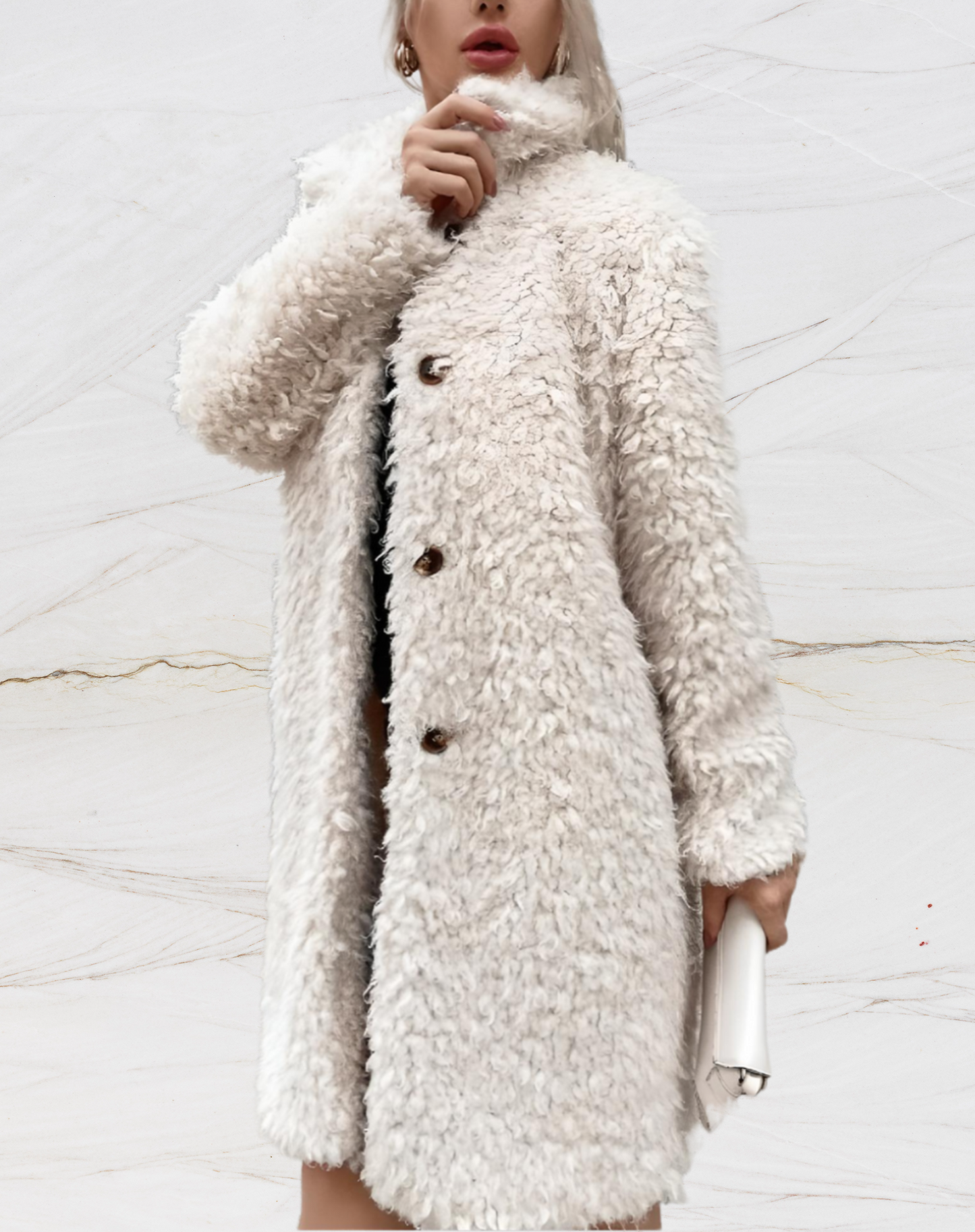 long fluffy coat with full sleeves for women