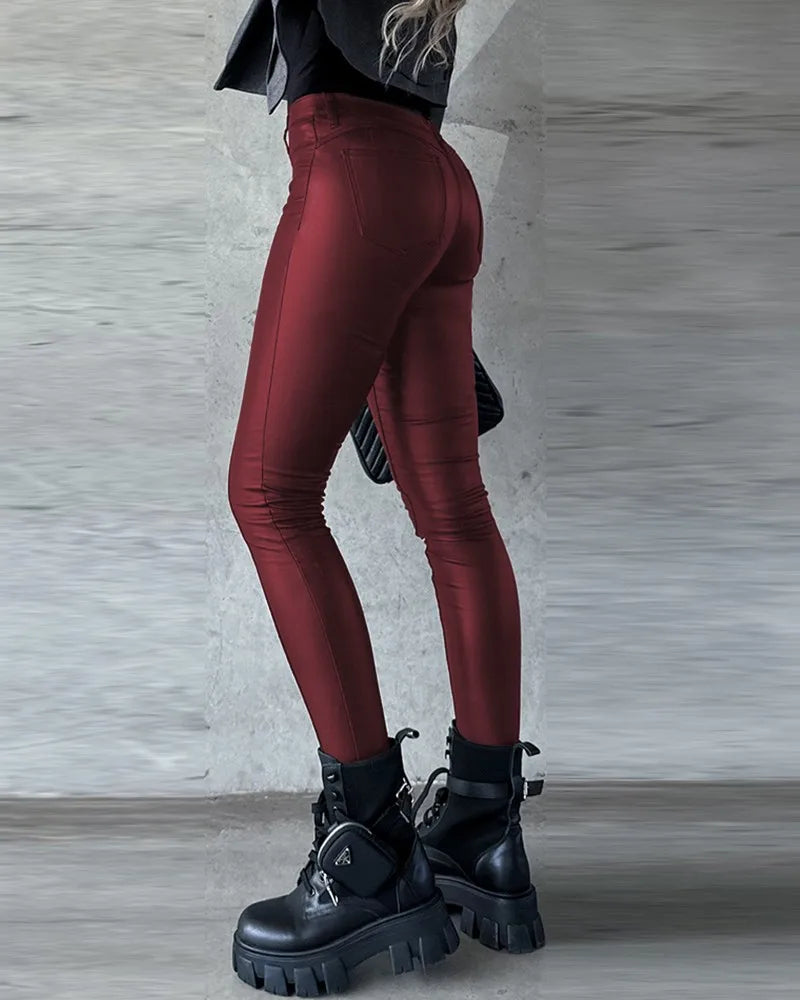Mona - High Waist Leather Pants