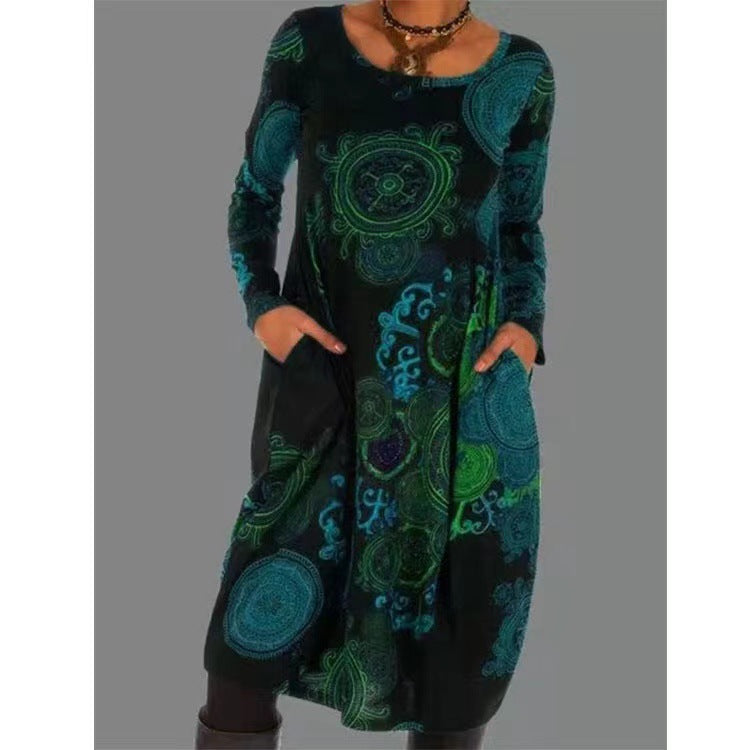 Alice Leroy | Elegant Long-Sleeved Dress with Ethnic Print