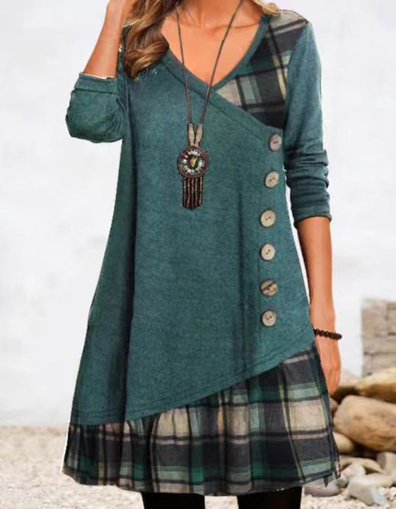 Pauline Laurent | Checkered dress with long sleeves