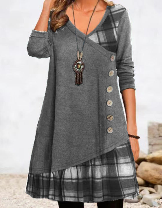 Pauline Laurent | Checkered dress with long sleeves