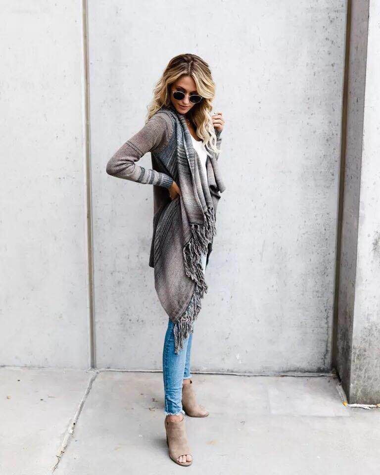 Pauline Laurent | Fashion medium length stripe coat