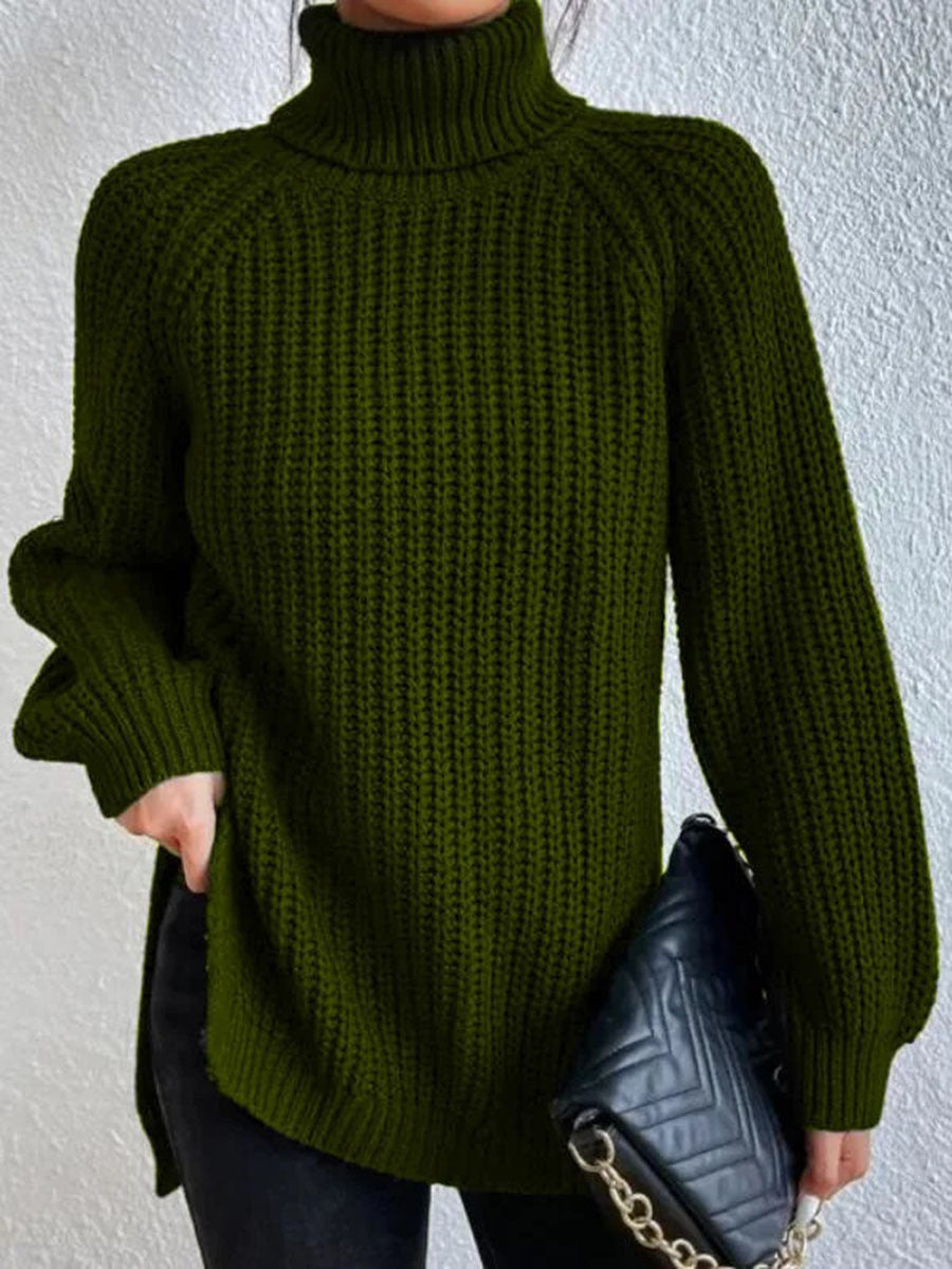Océane Dubois | Sexy Knitted Turtle-Neck Sweater