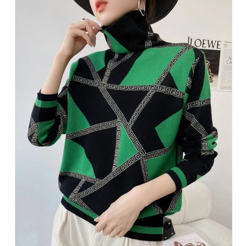 Pauline Laurent | Elegant Printed Turtle-Neck Sweater