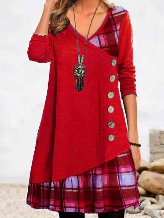 Pauline Laurent | Checkered dress with long sleeves