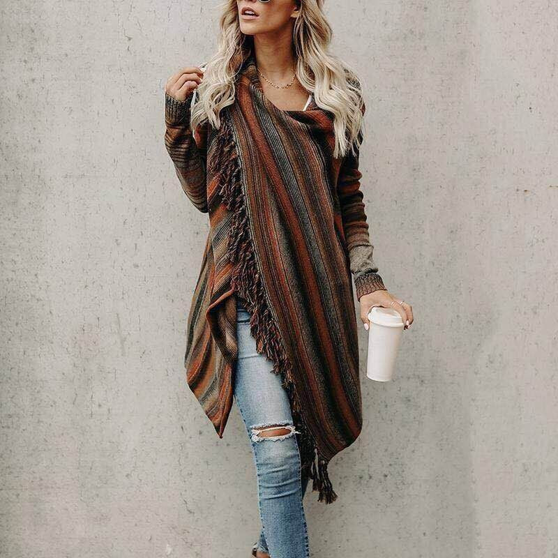 Pauline Laurent | Fashion medium length stripe coat