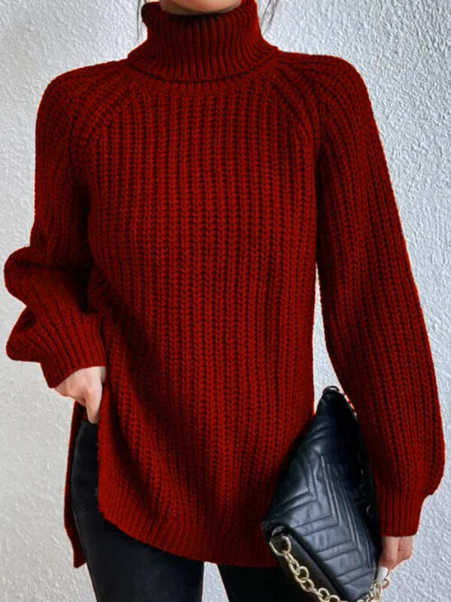 Océane Dubois | Sexy Knitted Turtle-Neck Sweater
