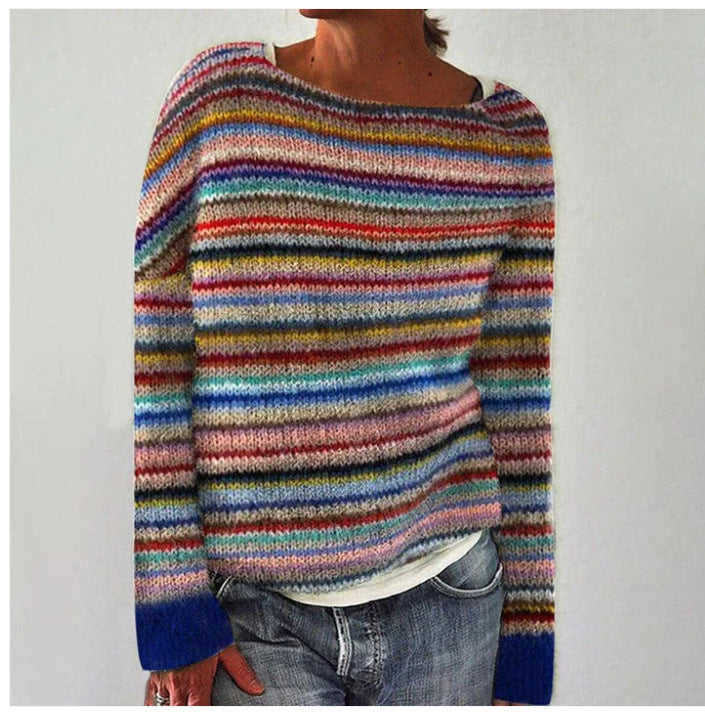 Women's Multicoloured Striped Sweater