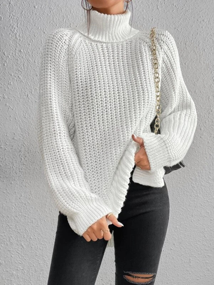 Océane Dubois | Sexy Knitted Turtle-Neck Sweater