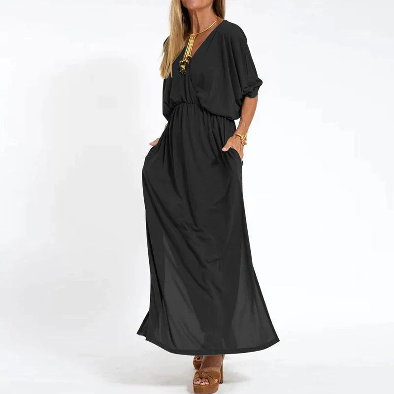 Lucinda | Long vintage dress with side slit and high waist