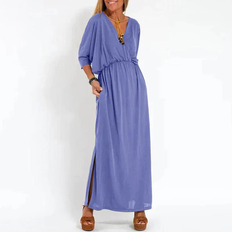 Lucinda | Long vintage dress with side slit and high waist