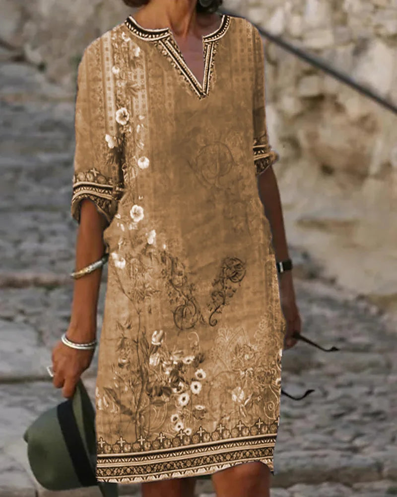 Evelyn I Spring/Summer Dress with Vintage Floral Print