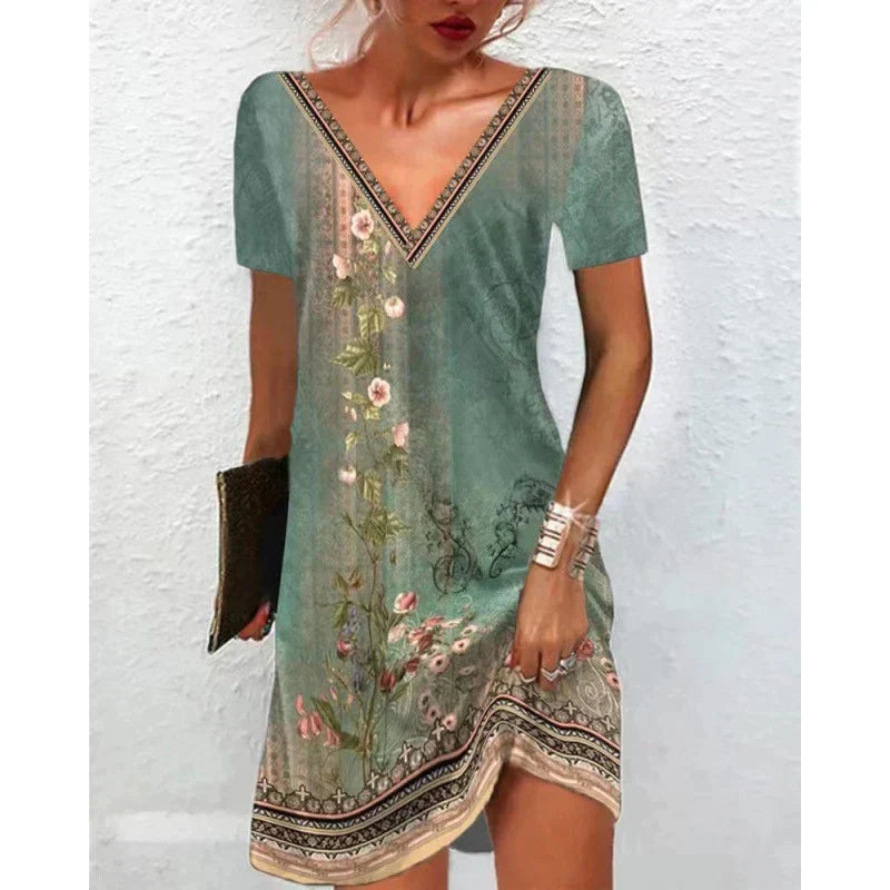 Evelyn I Spring/Summer Dress with Vintage V Neck