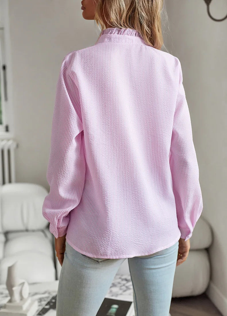 Nora I Elegant Office Frill with Stand-Up Collar