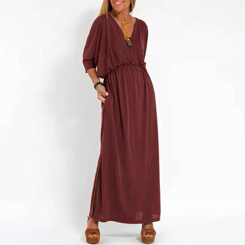 Lucinda | Long vintage dress with side slit and high waist