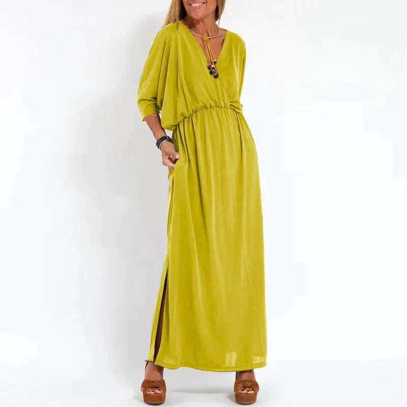 Lucinda | Long vintage dress with side slit and high waist