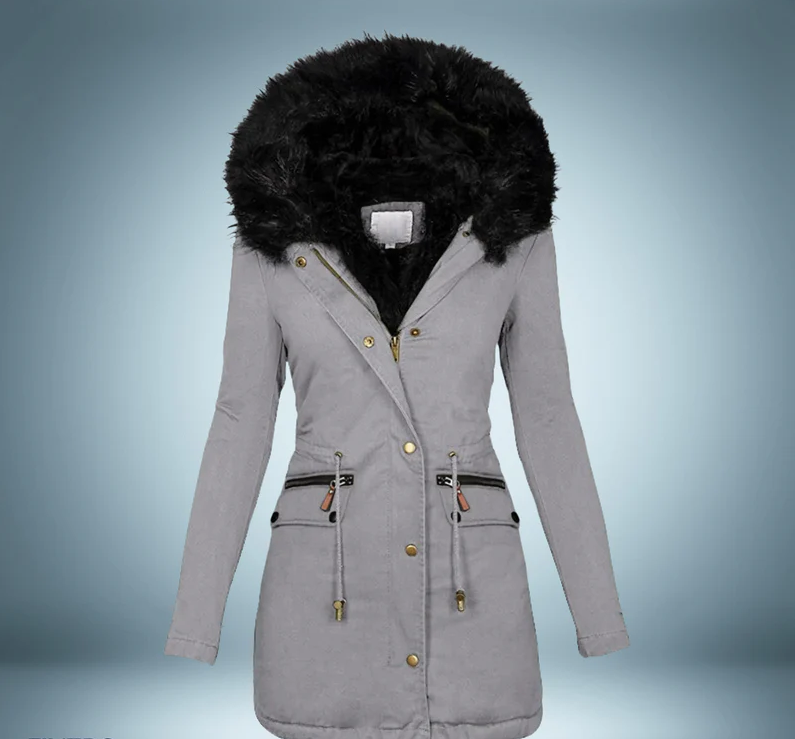 Exclusive - parka with fur collar in black