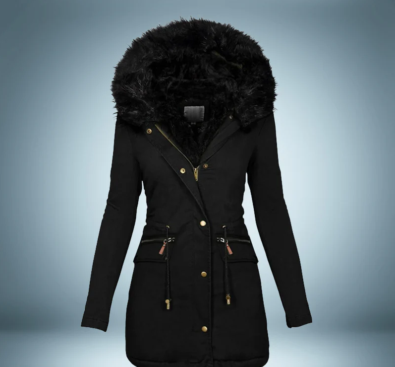 Exclusive - parka with fur collar in black