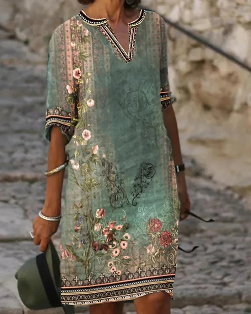 Evelyn I Spring/Summer Dress with Vintage Floral Print