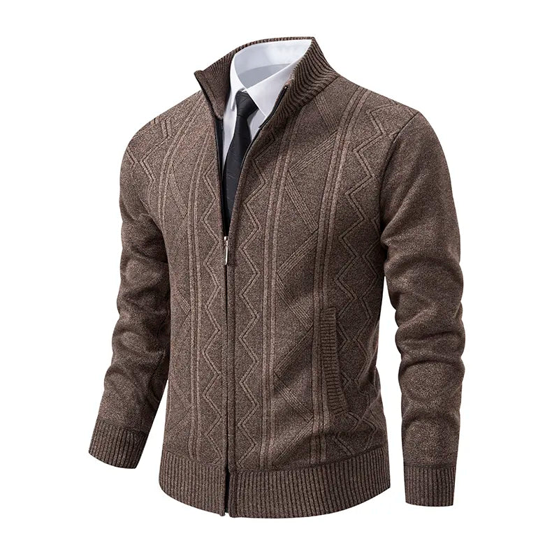 Men's knitted zipped jacket