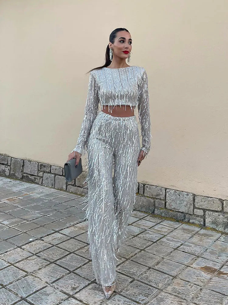Jasmine - Pants with Crop Top Set