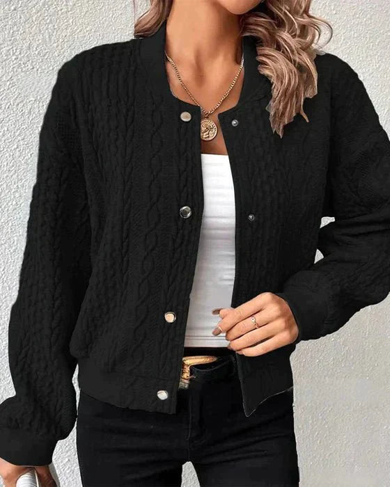 Eisa - Single Color Knit Cardigan with Buttons