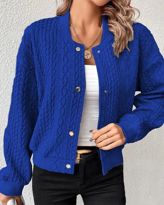 Eisa - Single Color Knit Cardigan with Buttons
