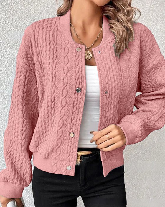Eisa - Single Color Knit Cardigan with Buttons