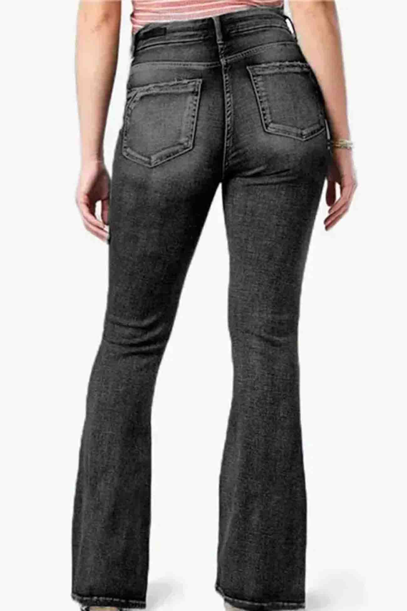 Cassidy - retro side-button mid-rise flare jeans