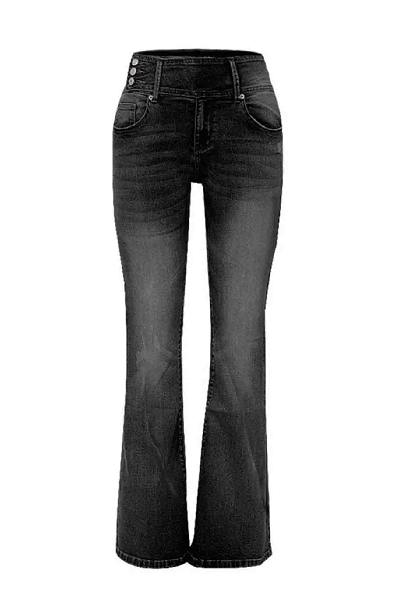 Cassidy - retro side-button mid-rise flare jeans