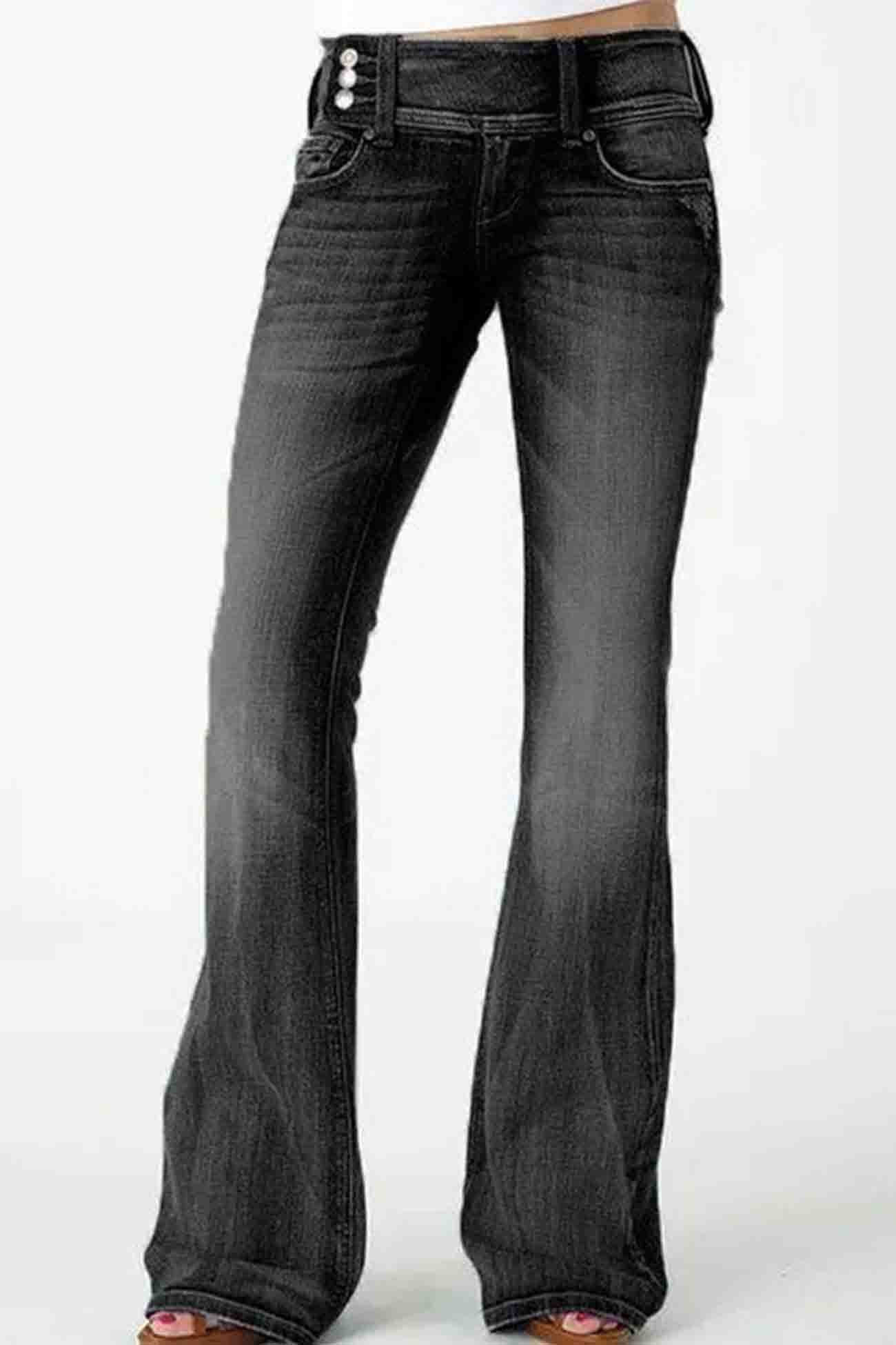 Cassidy - retro side-button mid-rise flare jeans