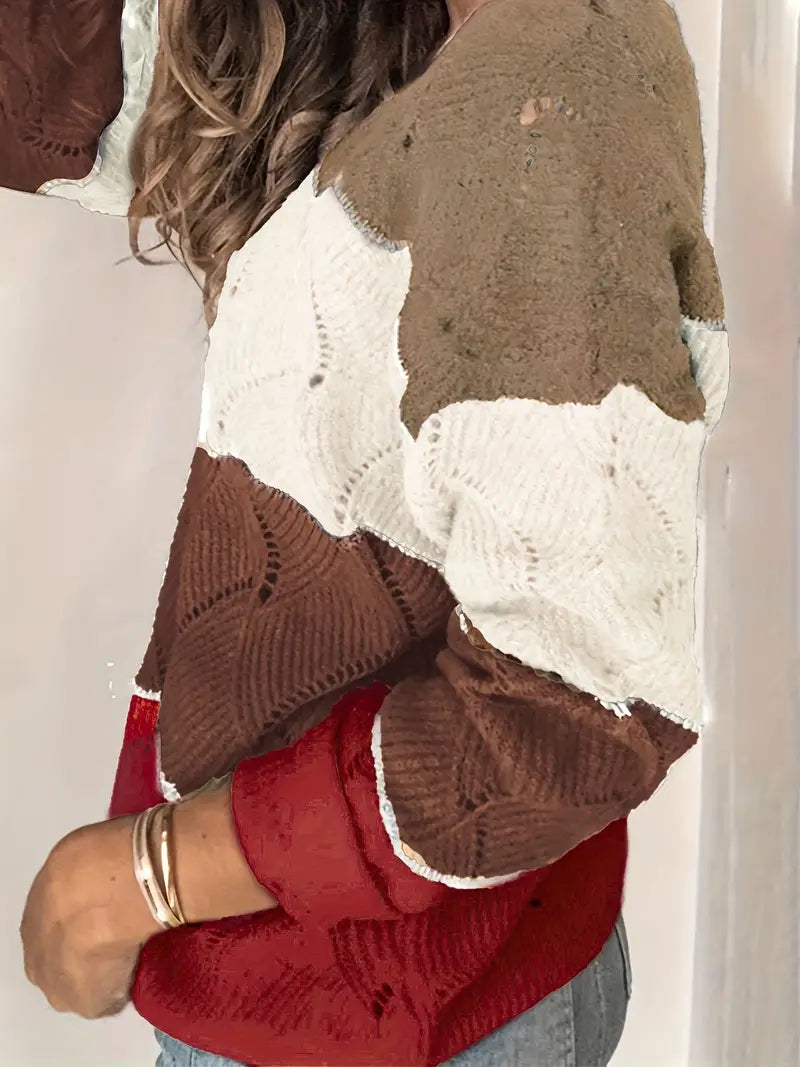 Isabelle Moreau | V-neck Tri-Color Sweater