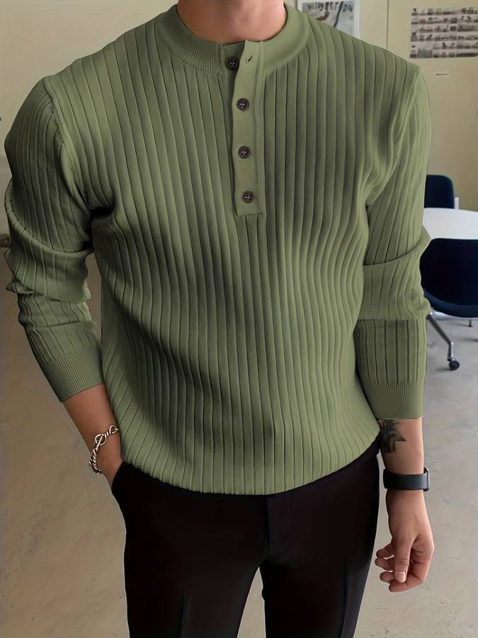 Button-up knitted jumper for men