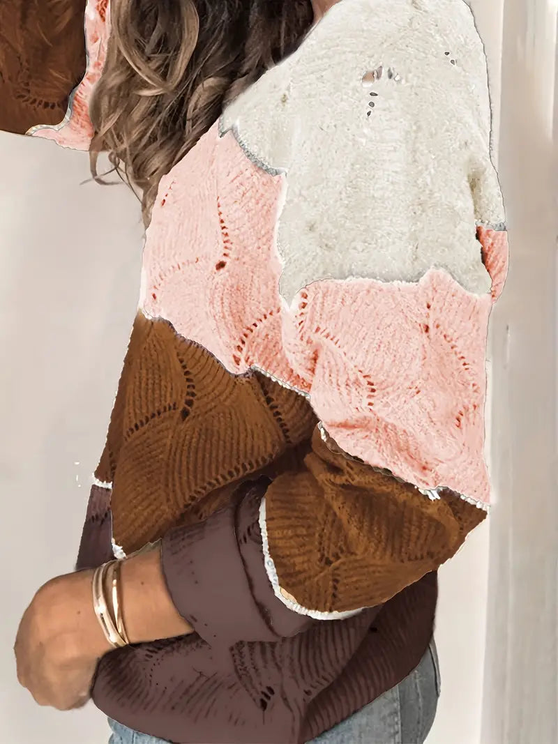 Isabelle Moreau | V-neck Tri-Color Sweater