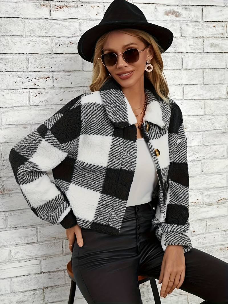 Mathea - Checkered Teddy Coat